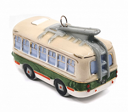 Елочная игрушка "Троллейбус" с зеленой полосой