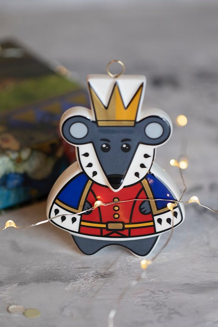 Елочная игрушка плоская "Мышь Король"