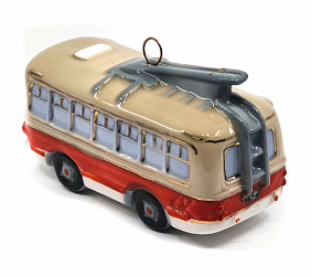 Елочная игрушка "Троллейбус" с красной полосой