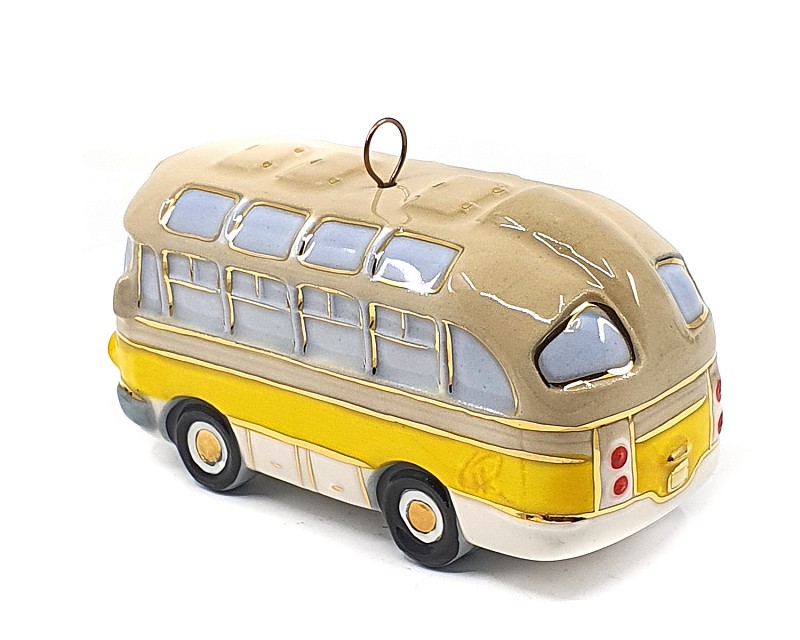 Елочная игрушка "Автобус" с желтой полосой