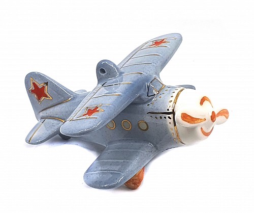 Елочная игрушка "Самолет" голубой